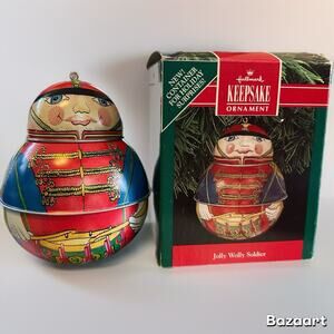 Jolly Wolly Soldier 1991 Pressed Tin Hallmark Keepsake Ornament With Box